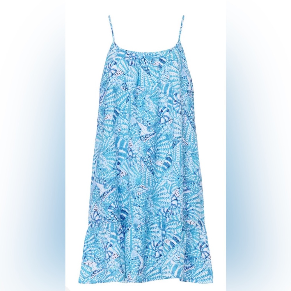 Lilly Pulitzer Jayden Linen Dress AmalfiBlue by the Seashore  SIZE LARGE